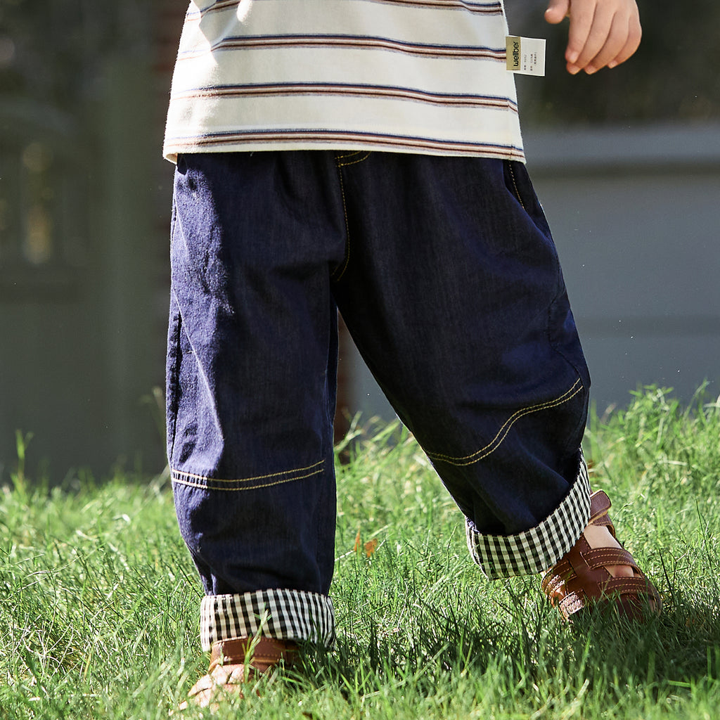 Plaid Patchwork Jeans