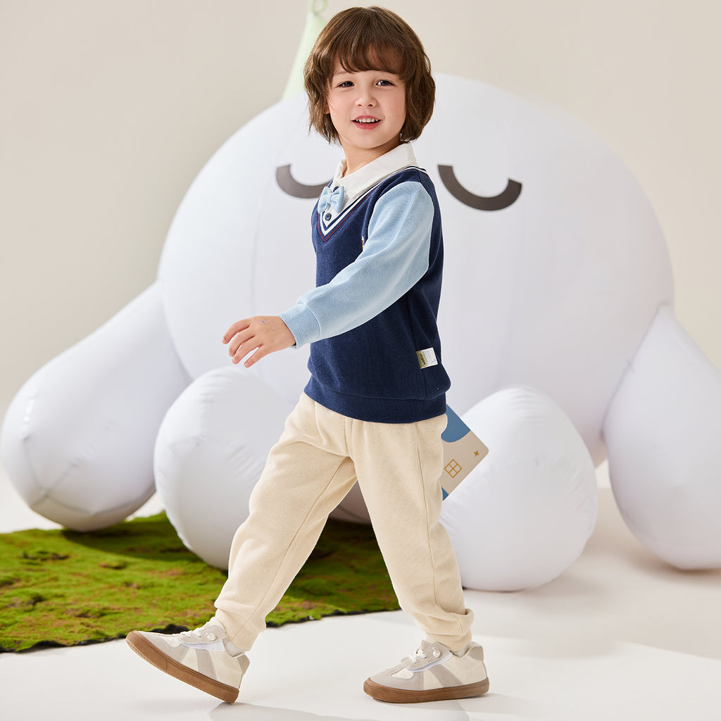 Little Bear Preppy Fake Two-Piece Set