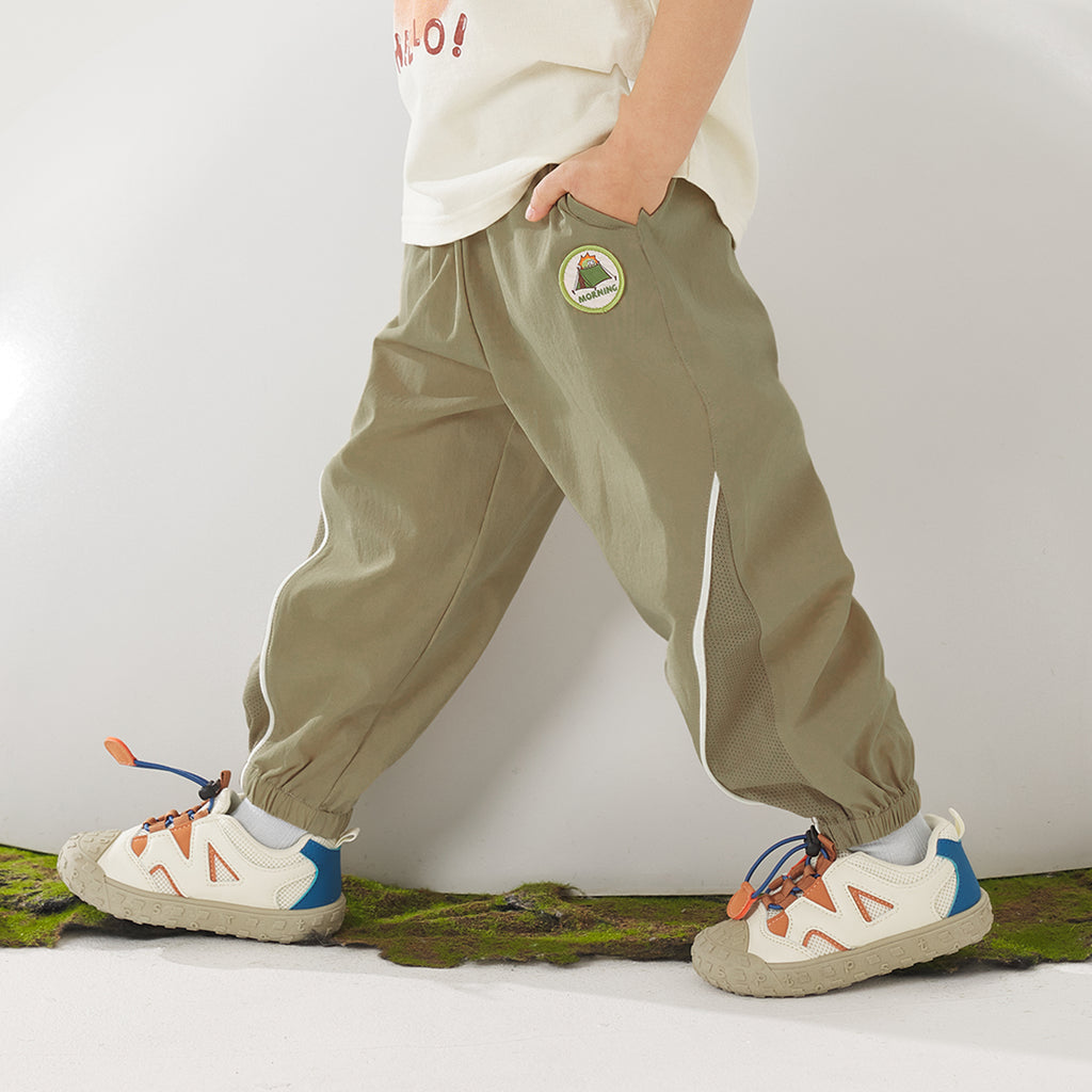 Mesh-Panel Woven Long Pants