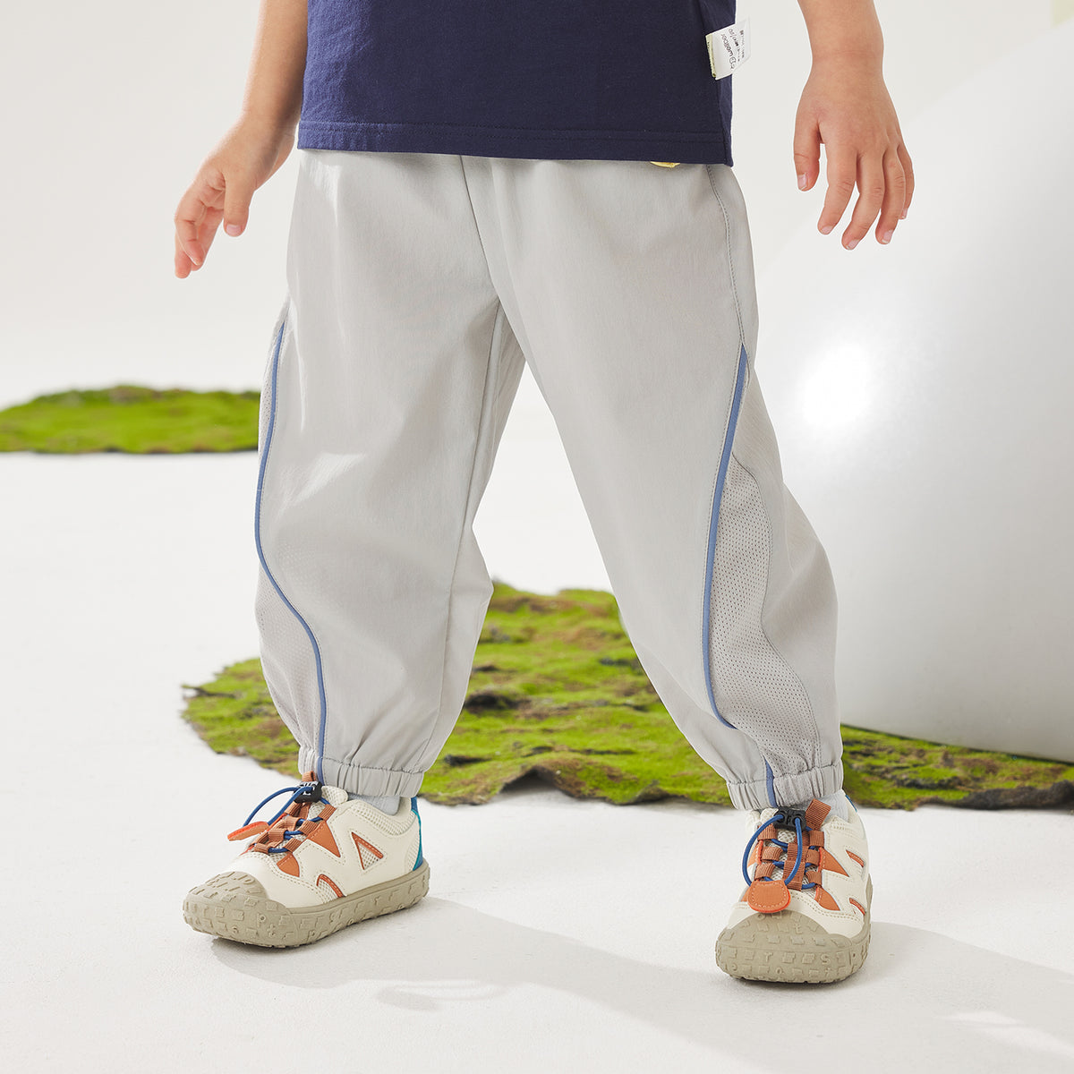 Mesh-Panel Woven Long Pants