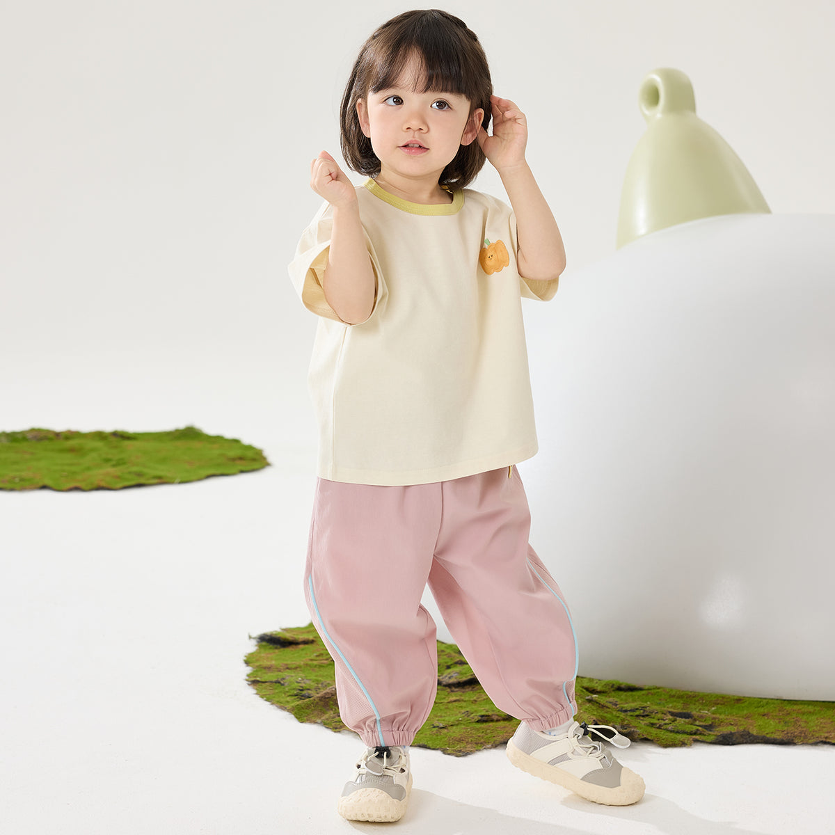 Mesh-Panel Woven Long Pants