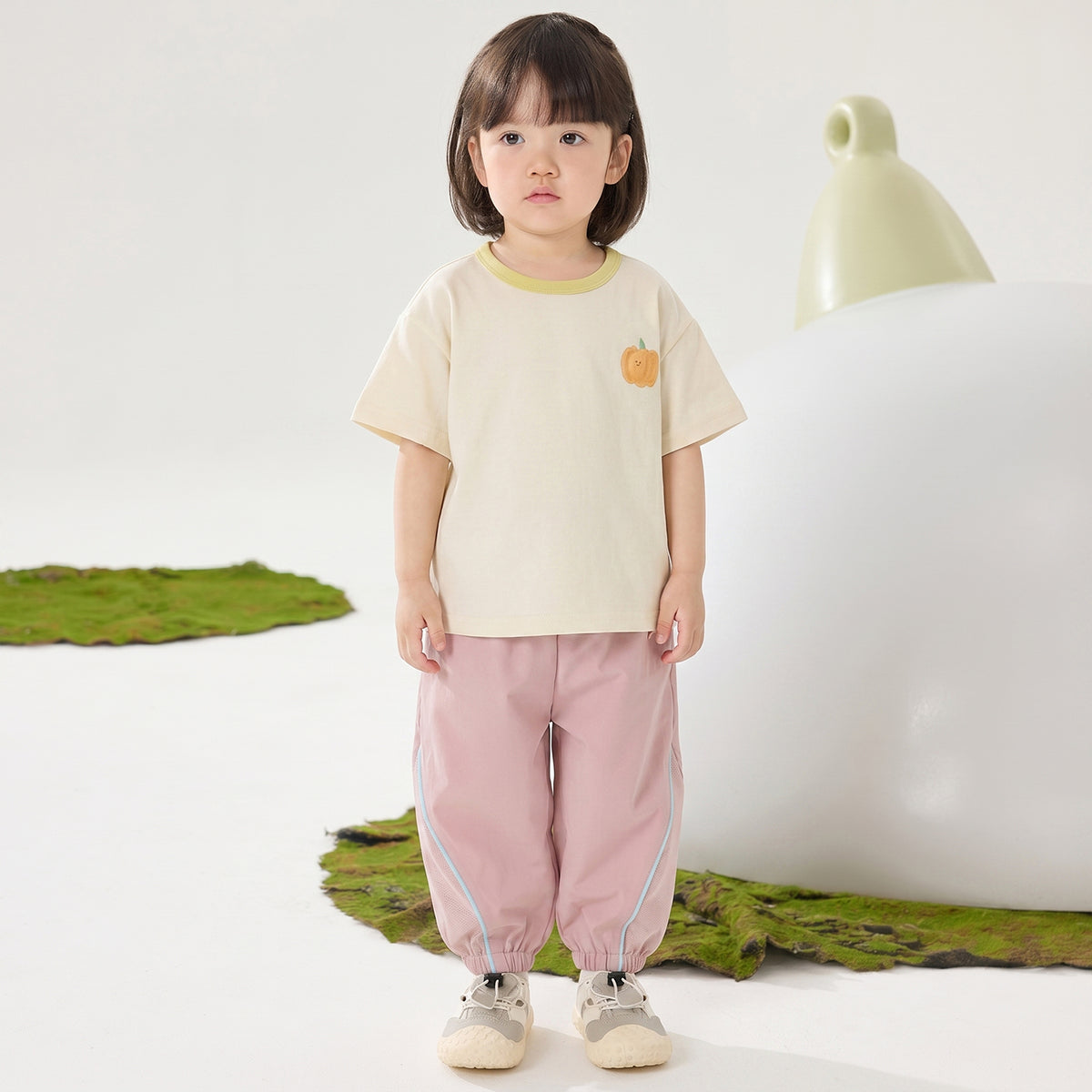 Mesh-Panel Woven Long Pants