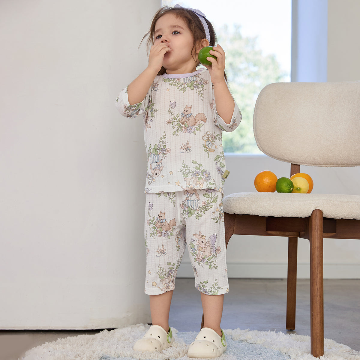 100% Cotton Jacquard Jersey 3/4 Sleeve Set