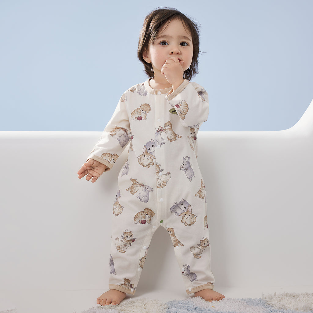 Cotton-Spandex Jersey Front-Opening Romper