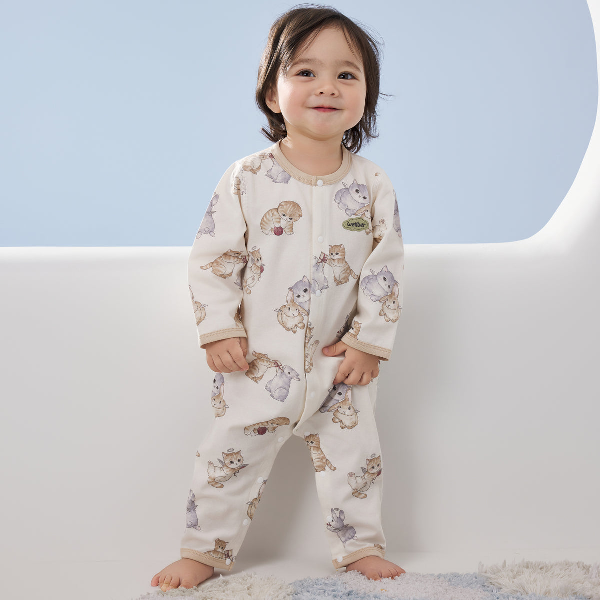 Cotton-Spandex Jersey Front-Opening Romper