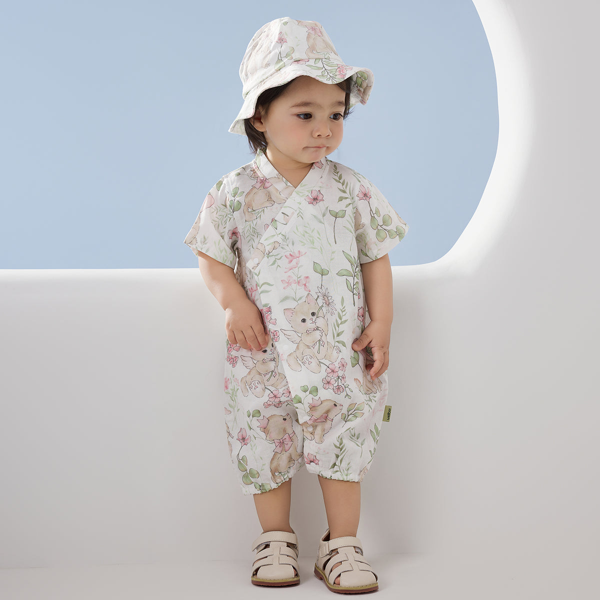 Muslin Short Sleeve Wrap Romper