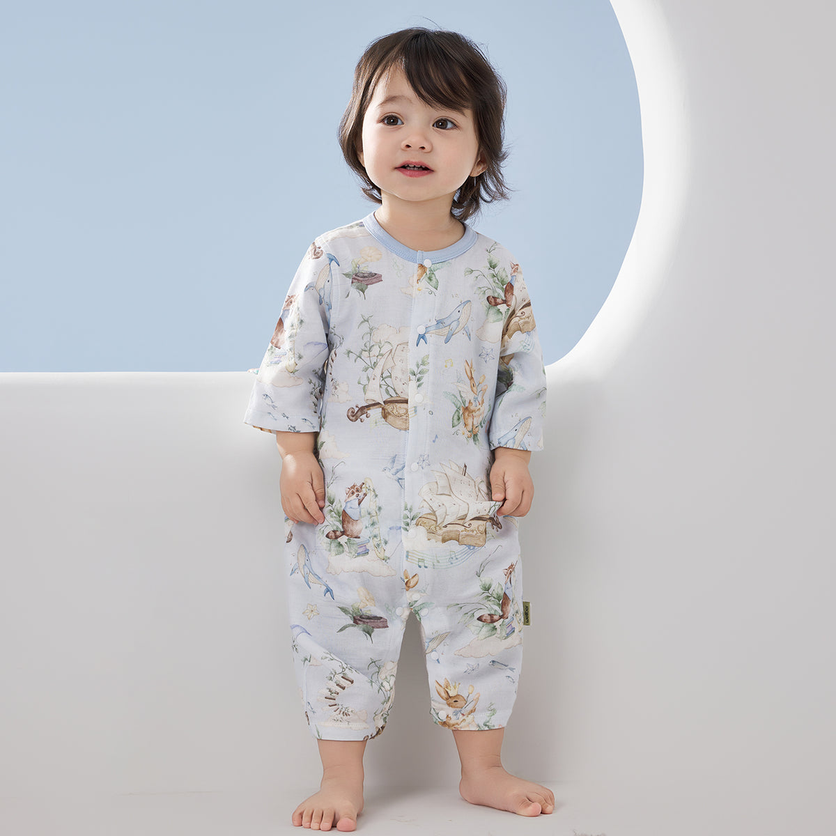 Muslin 3/4 Sleeve Romper