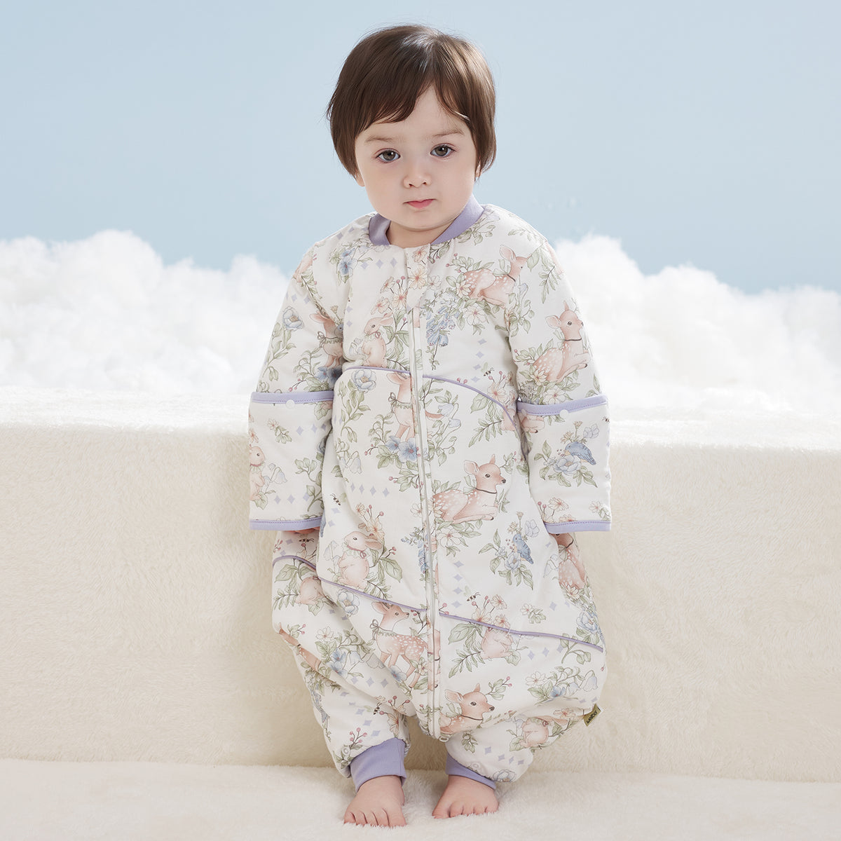 Printed Jersey Quilted Long Sleeve Split-Leg Sleep Sack