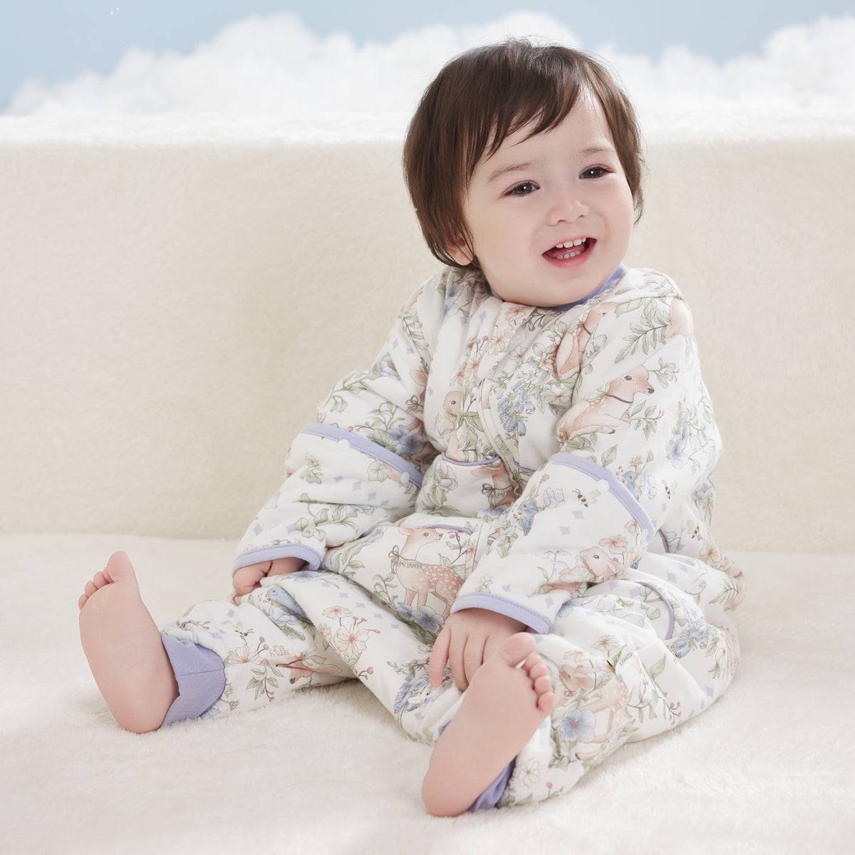 Printed Jersey Quilted Long Sleeve Split-Leg Sleep Sack