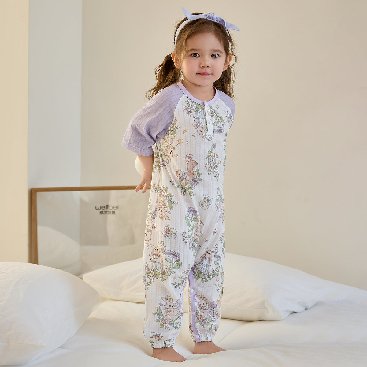 100% Cotton Jacquard Jersey 3/4 Sleeve Pullover Split-Leg Sleep Sack
