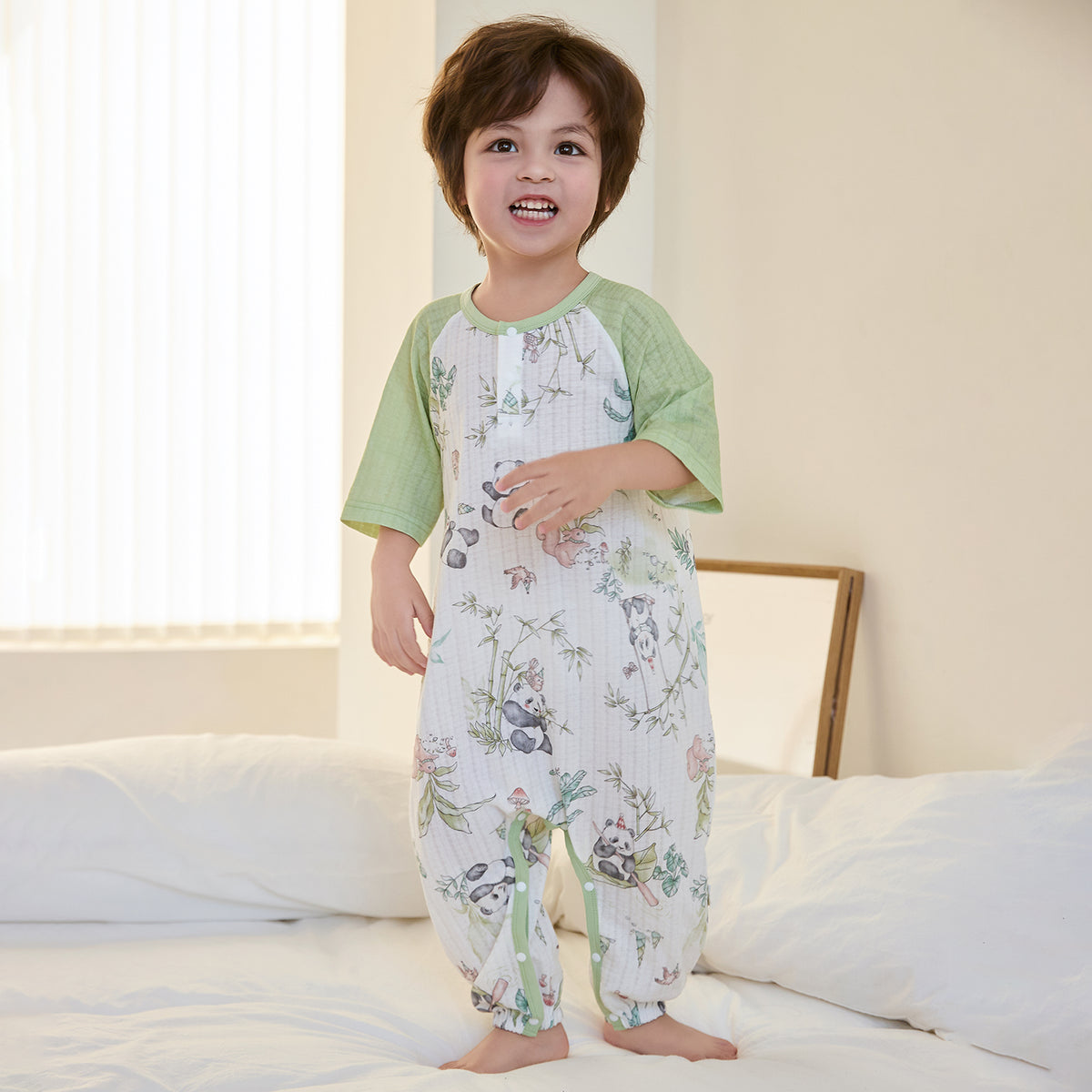 100% Cotton Jacquard Jersey 3/4 Sleeve Pullover Split-Leg Sleep Sack