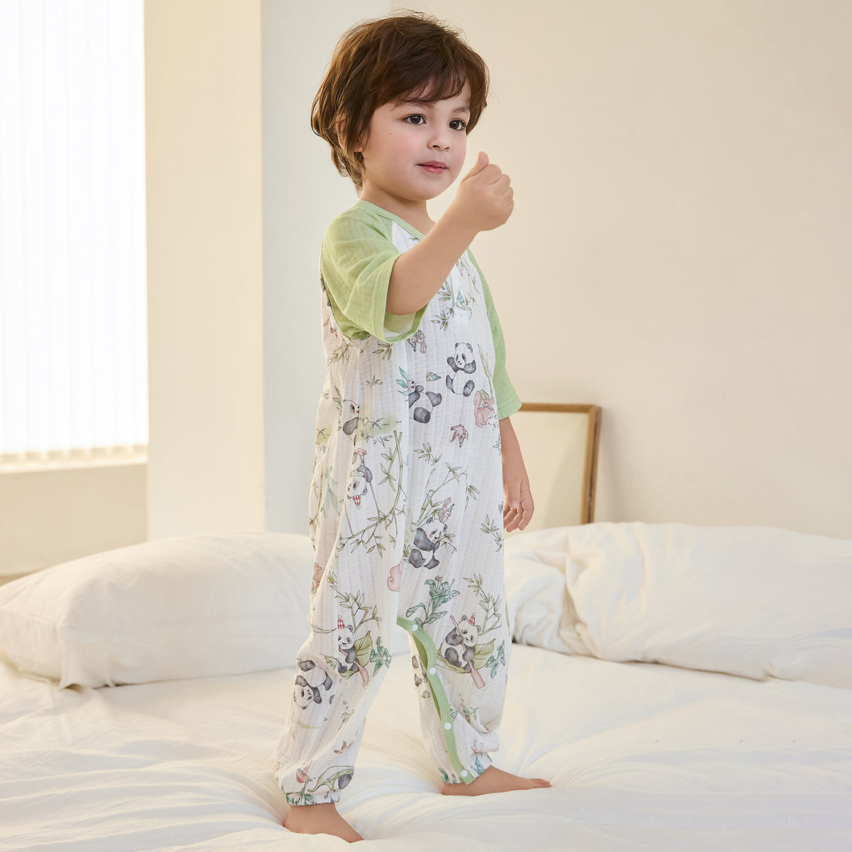 100% Cotton Jacquard Jersey 3/4 Sleeve Pullover Split-Leg Sleep Sack