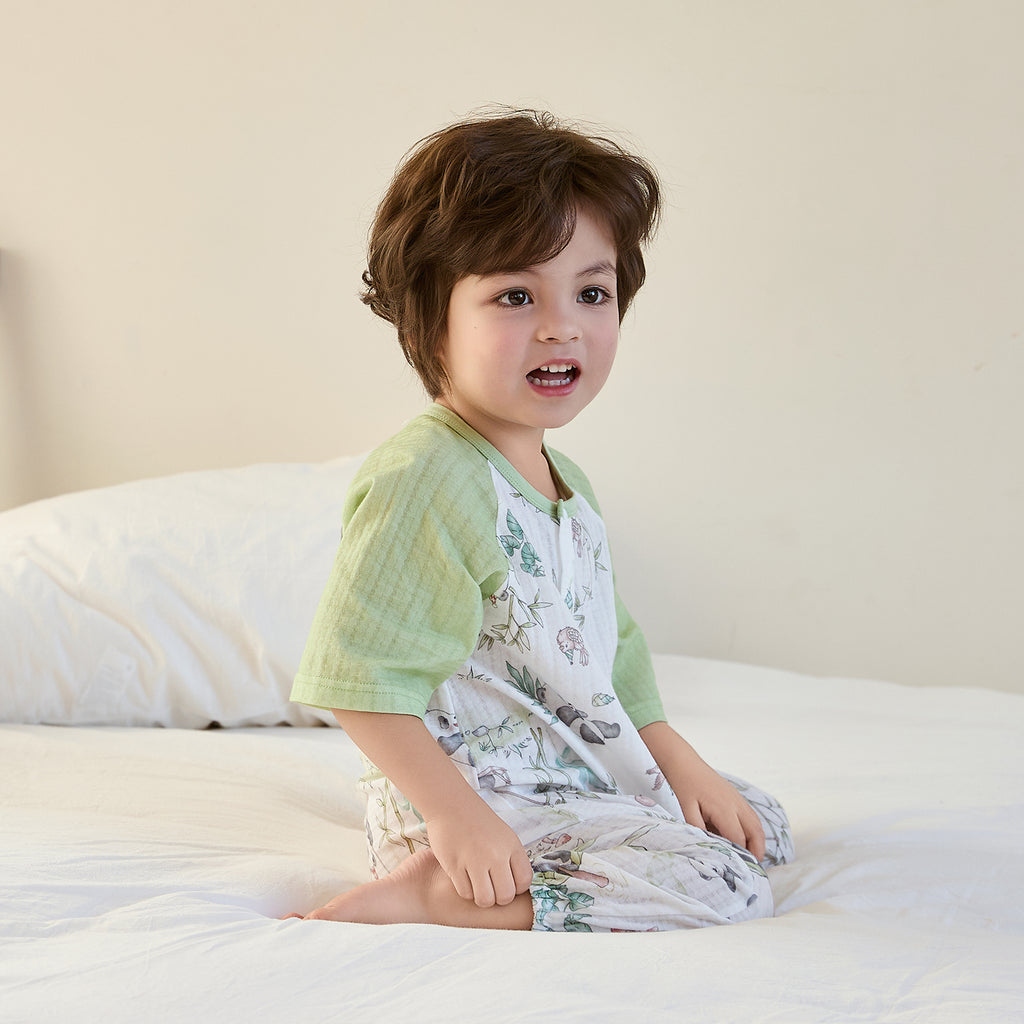 100% Cotton Jacquard Jersey 3/4 Sleeve Pullover Split-Leg Sleep Sack