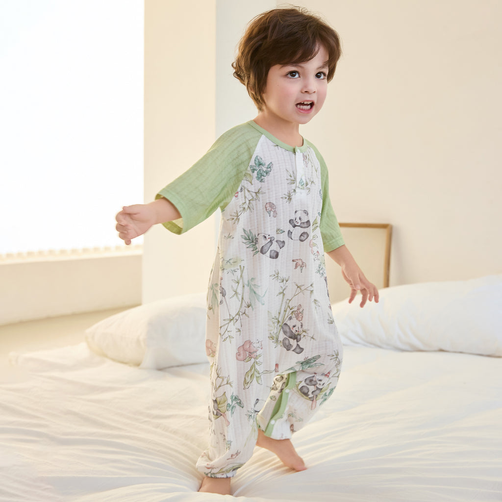 100% Cotton Jacquard Jersey 3/4 Sleeve Pullover Split-Leg Sleep Sack