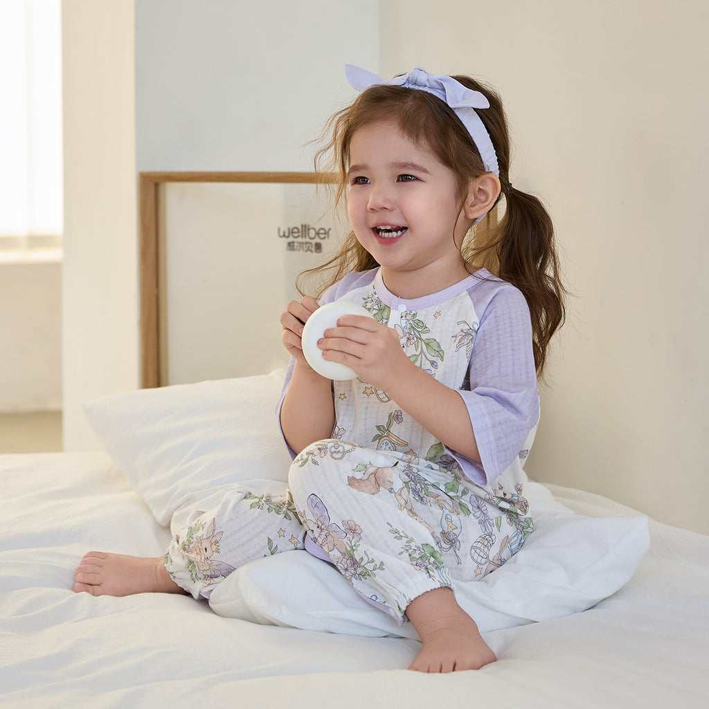 100% Cotton Jacquard Jersey 3/4 Sleeve Pullover Split-Leg Sleep Sack