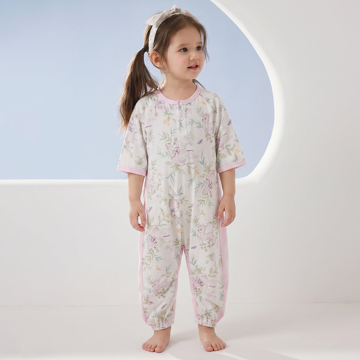 Printed Jersey 3/4 Sleeve Pullover Split-Leg Sleep Sack
