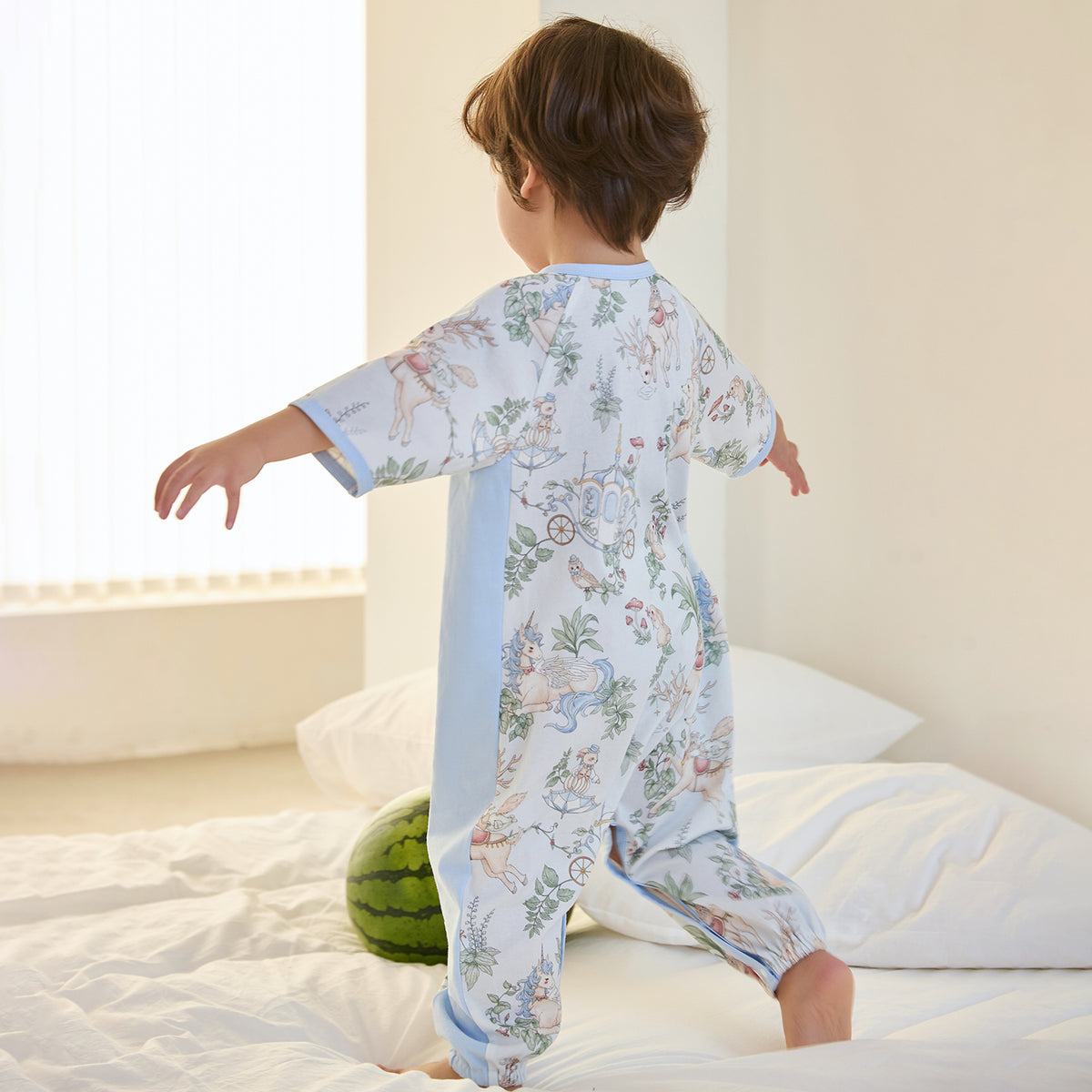 Printed Jersey 3/4 Sleeve Pullover Split-Leg Sleep Sack