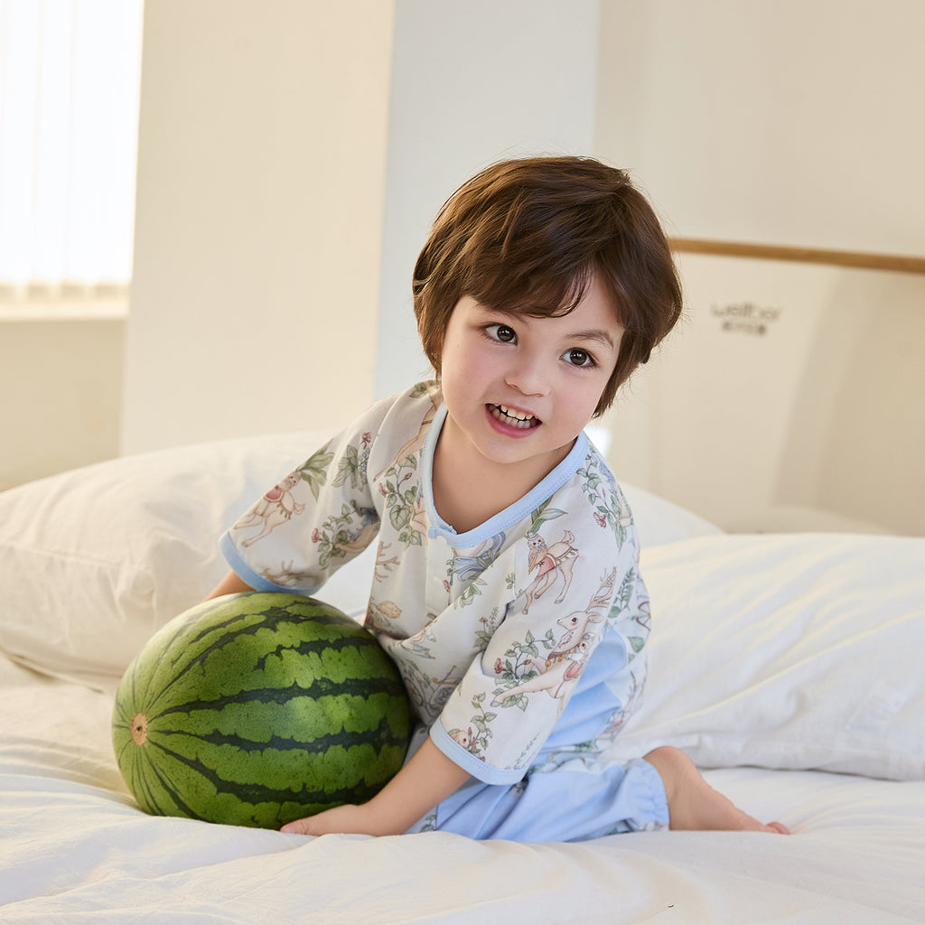 Printed Jersey 3/4 Sleeve Pullover Split-Leg Sleep Sack