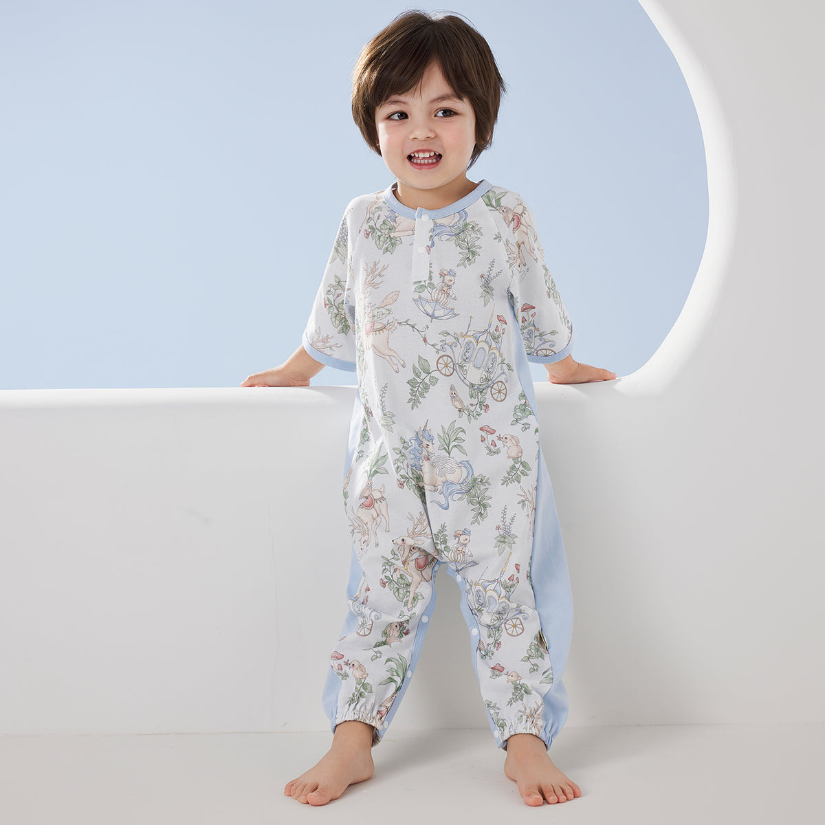 Printed Jersey 3/4 Sleeve Pullover Split-Leg Sleep Sack