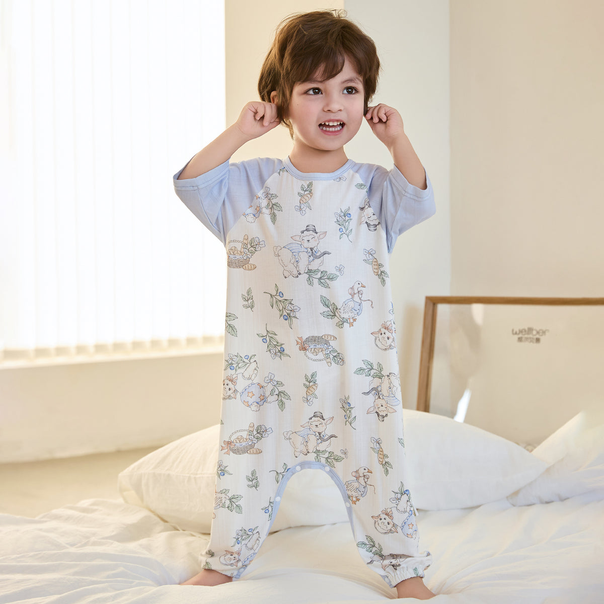 Ribbed Jersey 3/4 Sleeve Pullover Split-Leg Sleep Sack