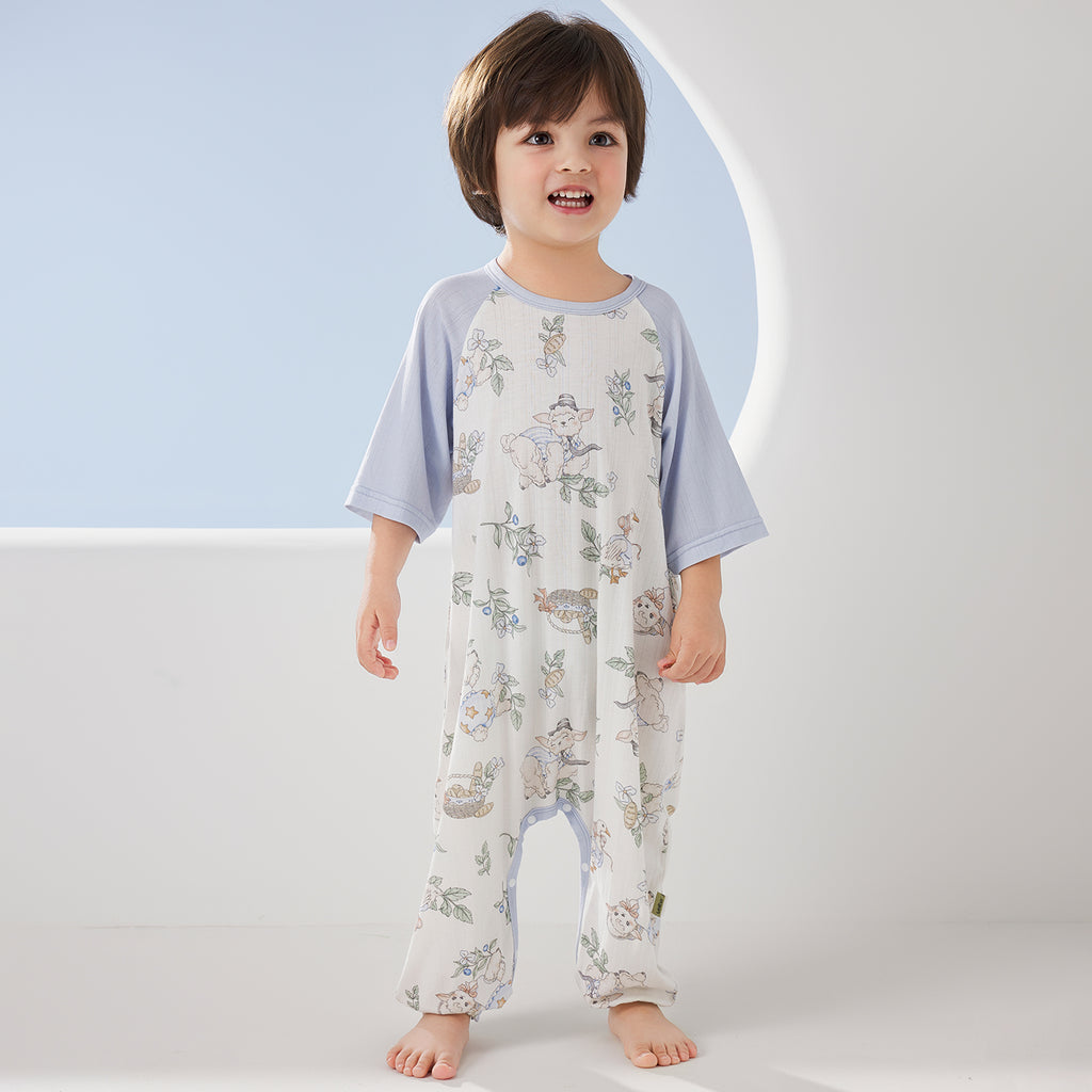 Ribbed Jersey 3/4 Sleeve Pullover Split-Leg Sleep Sack