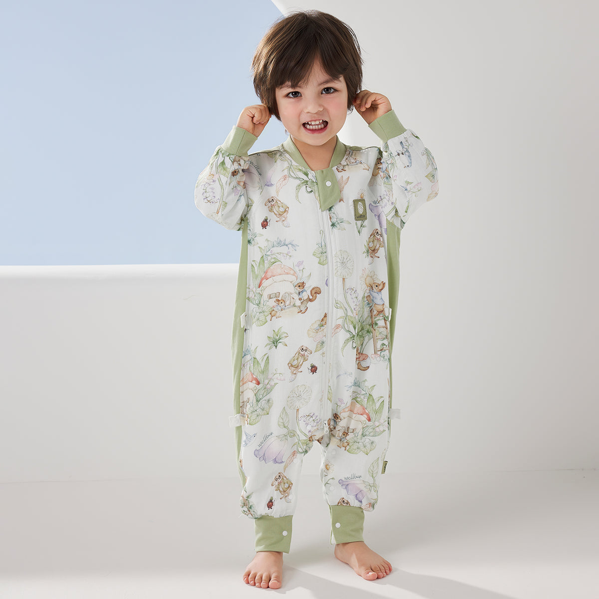 6-Layer Front 4-Layer Back Raglan Sleeve Muslin Split-Leg Sleep Sack