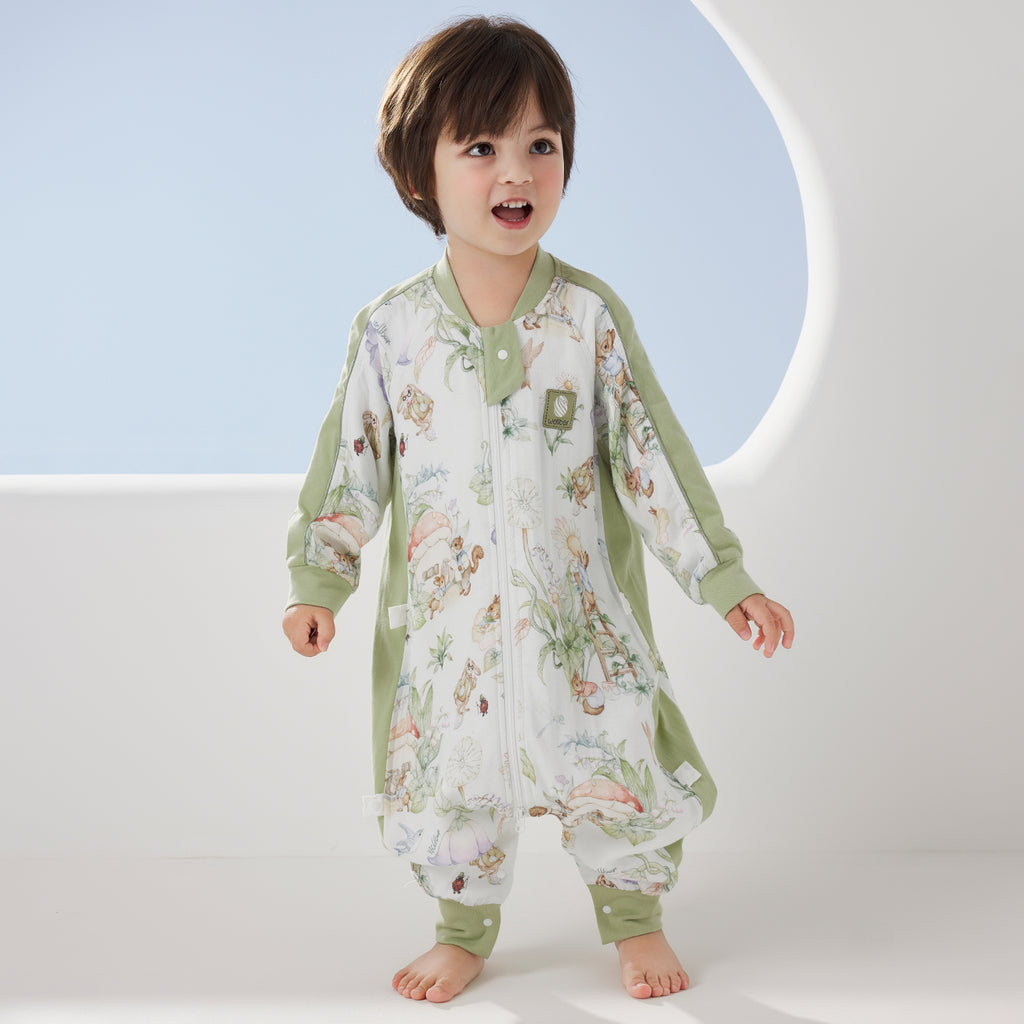 6-Layer Front 4-Layer Back Raglan Sleeve Muslin Split-Leg Sleep Sack