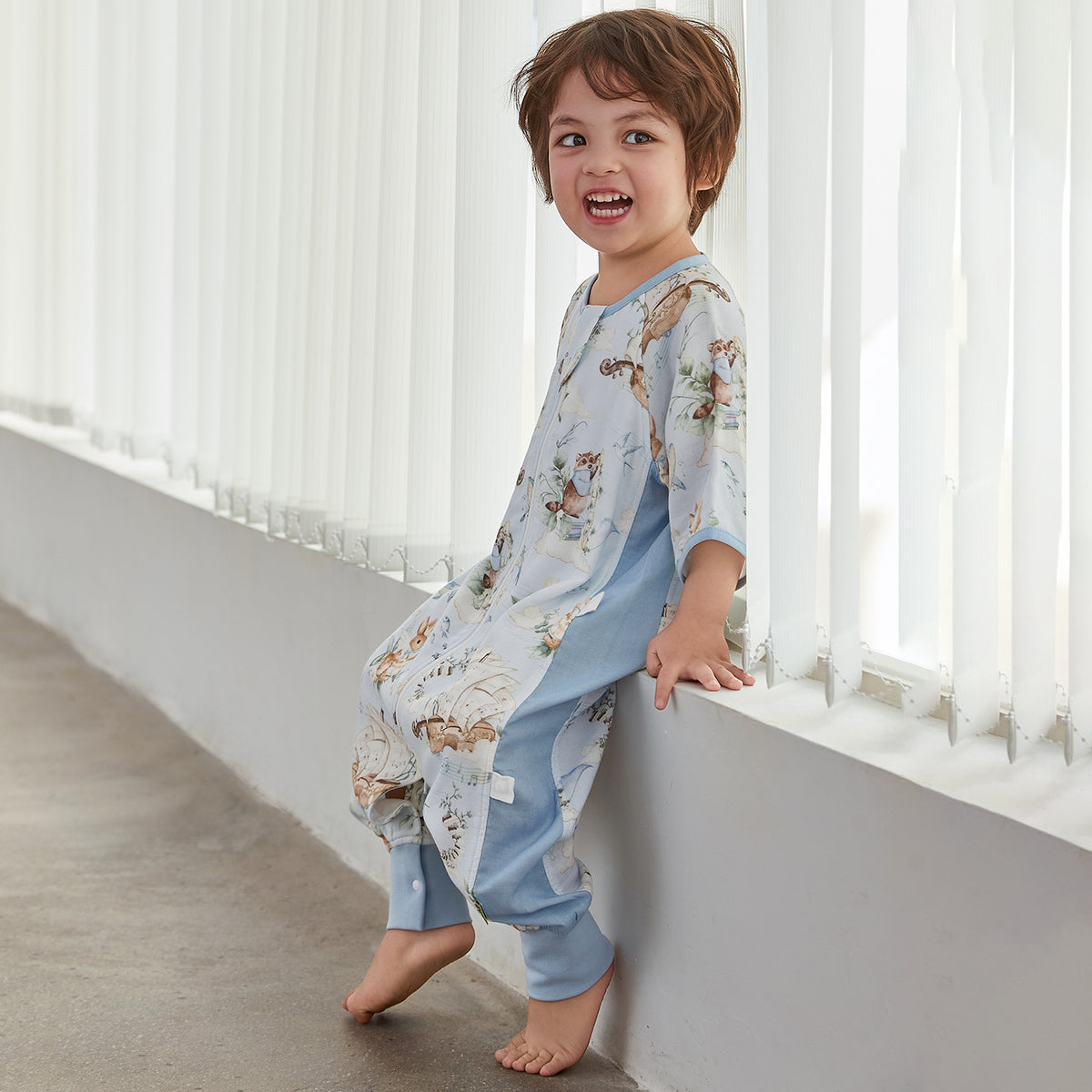 4-Layer Front 2-Layer Back Muslin 3/4 Sleeve Split-Leg Sleep Sack