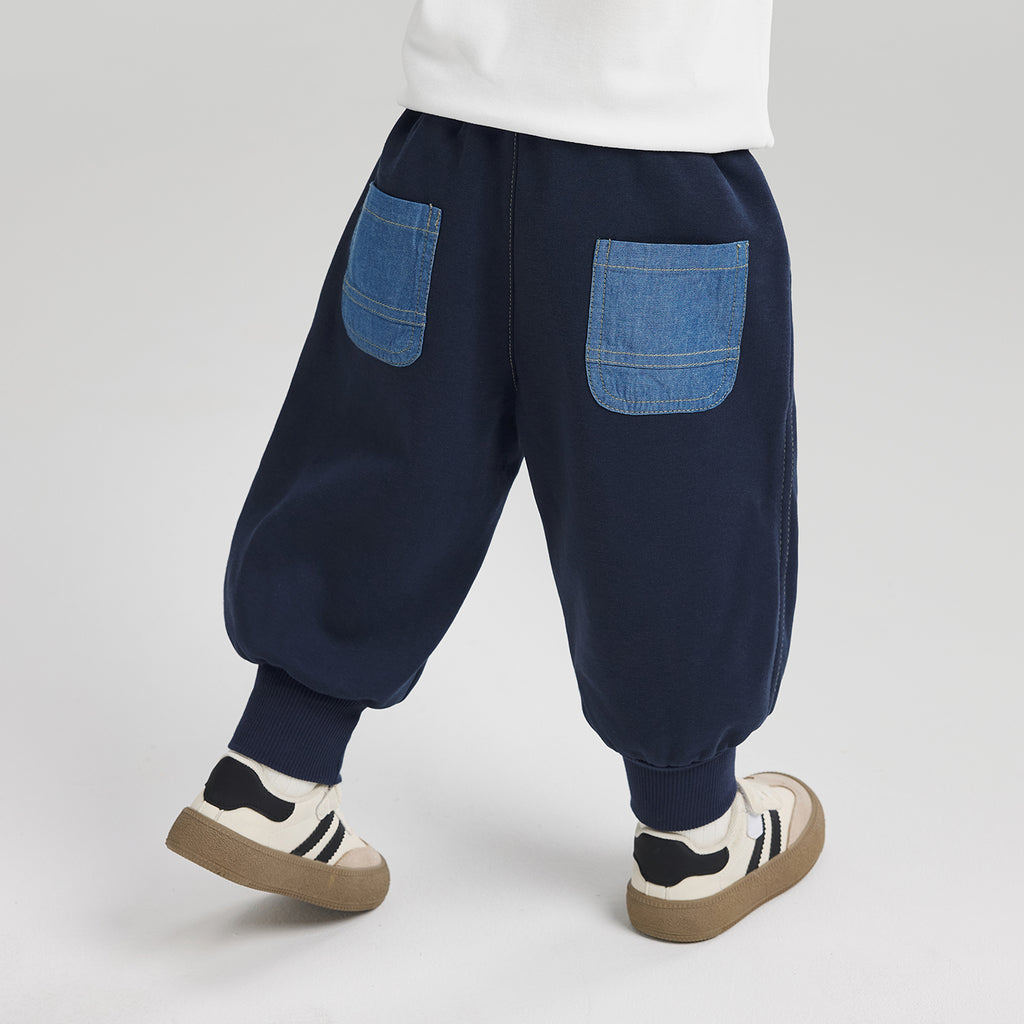 Knit Loose Color-Block Jogger Pants